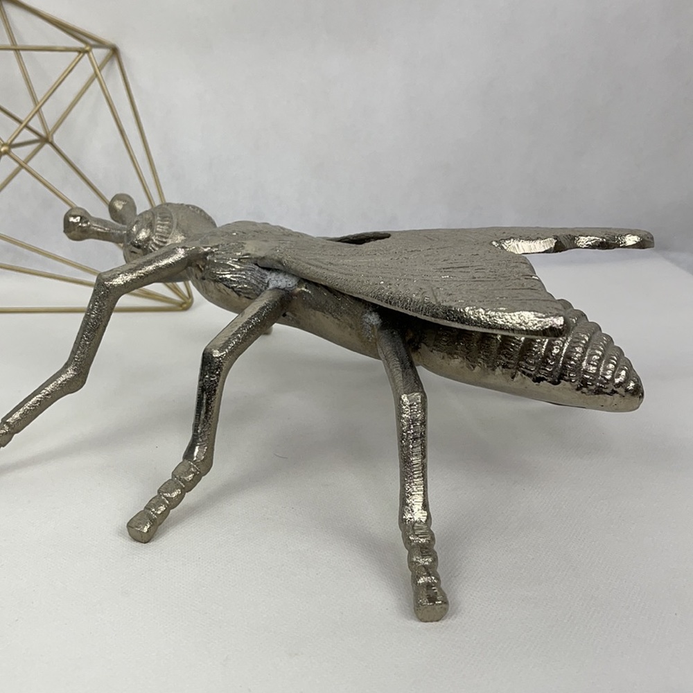 Large Decorative Silver Metal Winged Insect - Picture 4 of 7